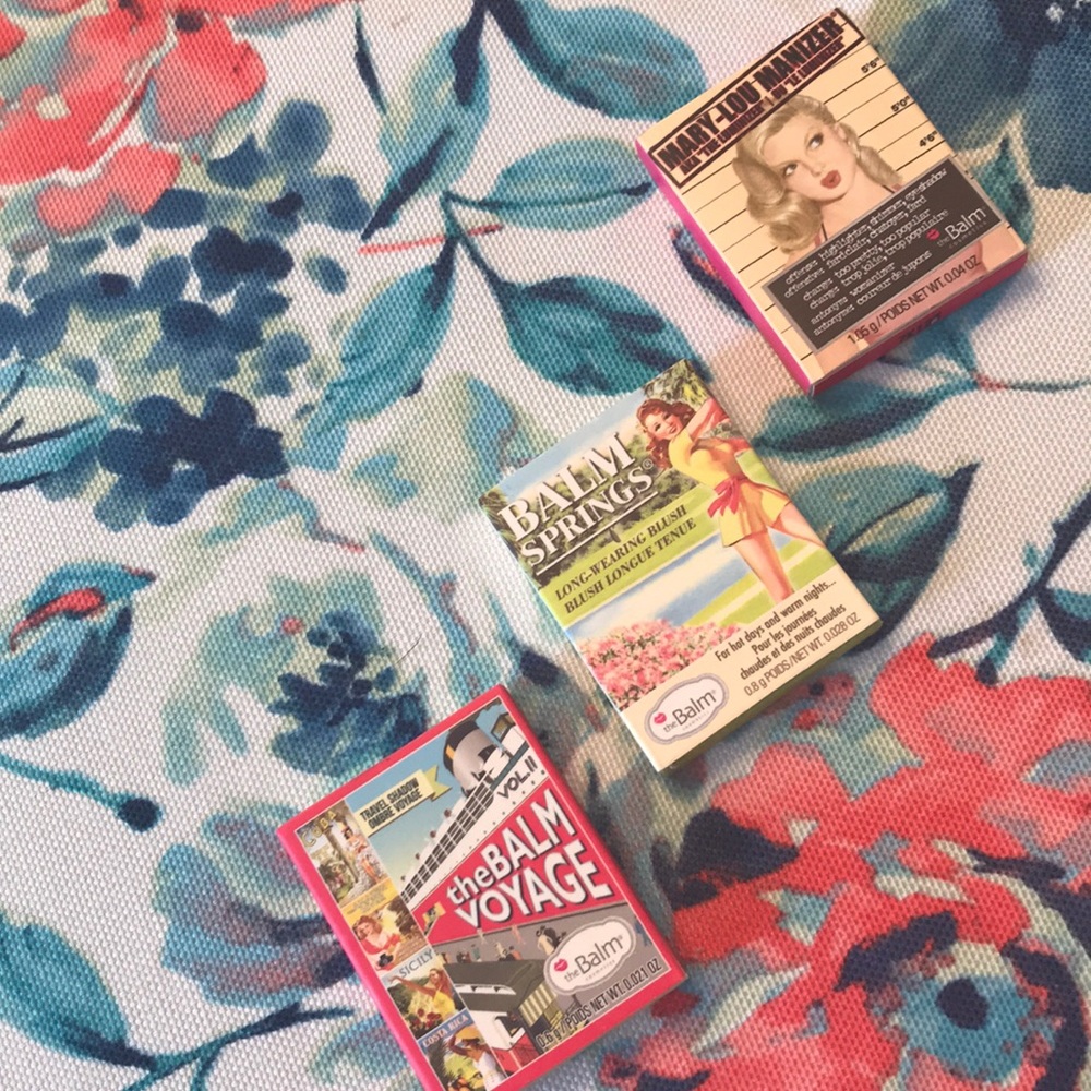 The Balm travel shadow, highlighter & blush.